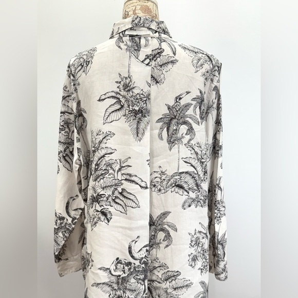 TOMMY BAHAMA Black and White Toile 100% Linen Button Down Shirt size XL - Picture 7 of 14